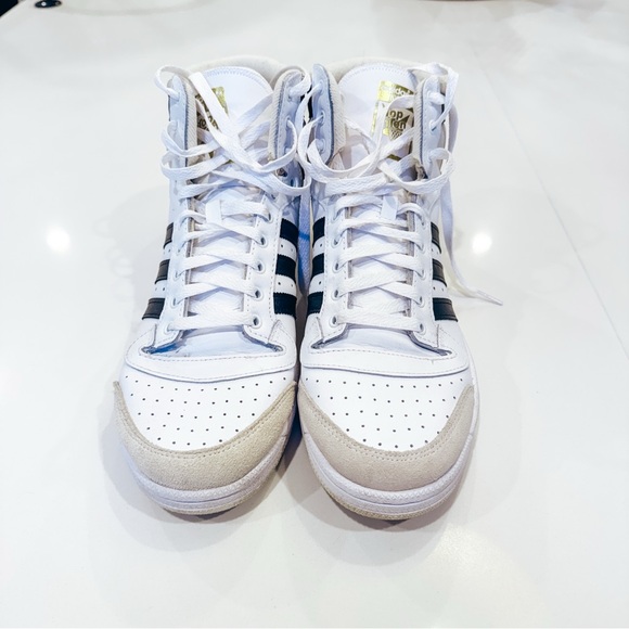 Adidas white black and gold high top shoes size 11.5 - Picture 3 of 7